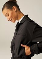 Beyond Yoga Status Pocket Sleeve Cropped Jacket in Black Side View