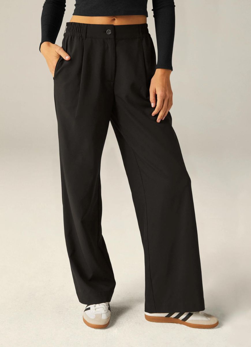 Beyond Yoga Status Wide Leg Trousers in Black