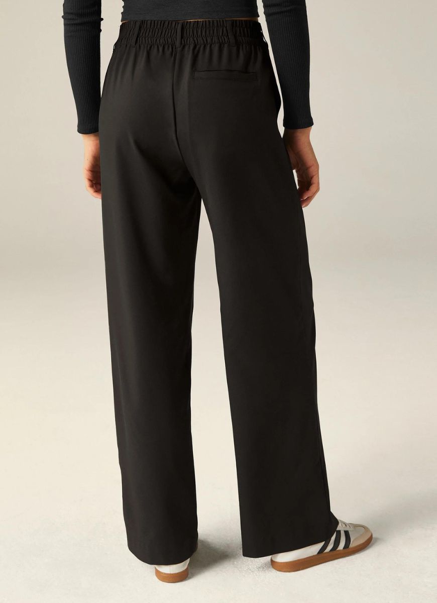 Beyond Yoga Status Wide Leg Trousers in Black Back View