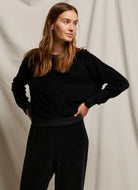 perfectwhitetee Stella Shrunken Velour Sweatshirt in Black