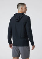 Vuori Men's Strato Tech Hoodie in Black Heather Back View