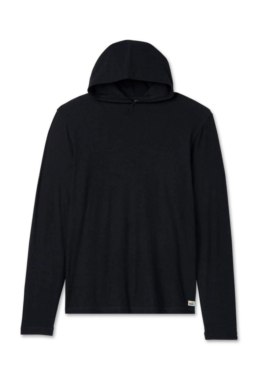 Vuori Men's Strato Tech Hoodie in Black Heather Product Shot View