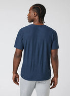 Vuori Men's Strato Tech Tee in Navy Back View