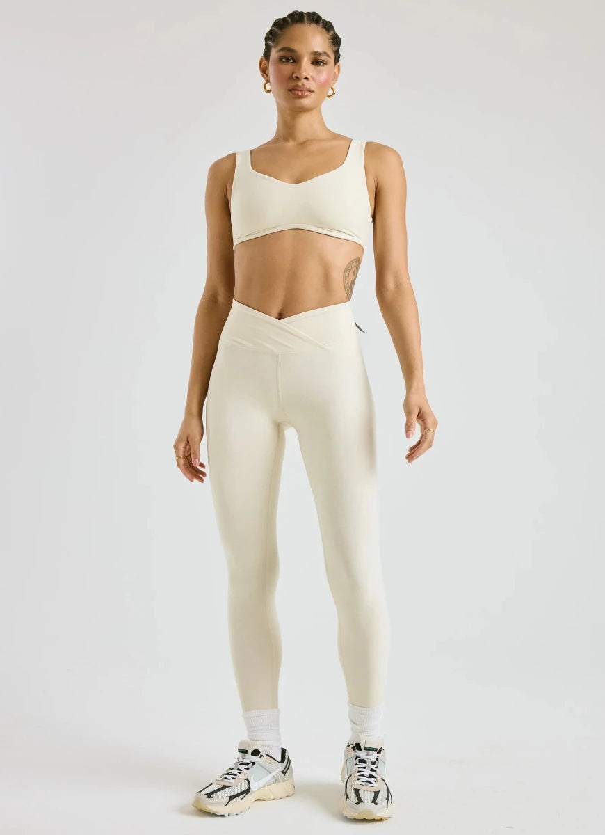 Year of Ours Stretch Veronica Legging in Ivory Full Length Front View