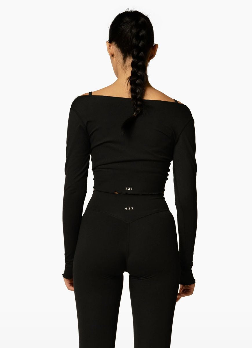 437 The Wrap Top in Black Back View