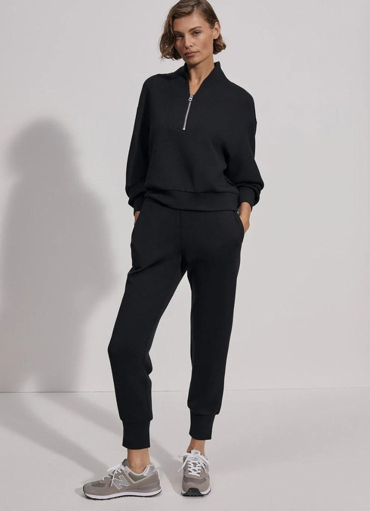 Varley The Slim Cuff Pant 25” in Black Full Front View