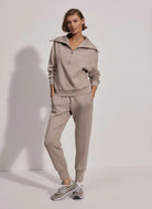 Varley The Slim Cuff Pant 27.5 in Taupe Marl Full Front View