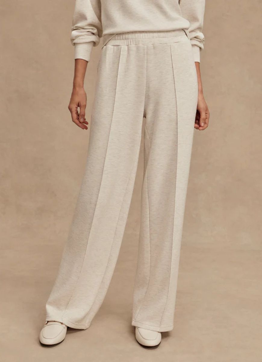 Varley The Wide Leg Pant 30” in Ivory Marl