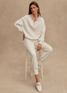 Varley The Slim Cuff Pant 25 in Ivory Marl