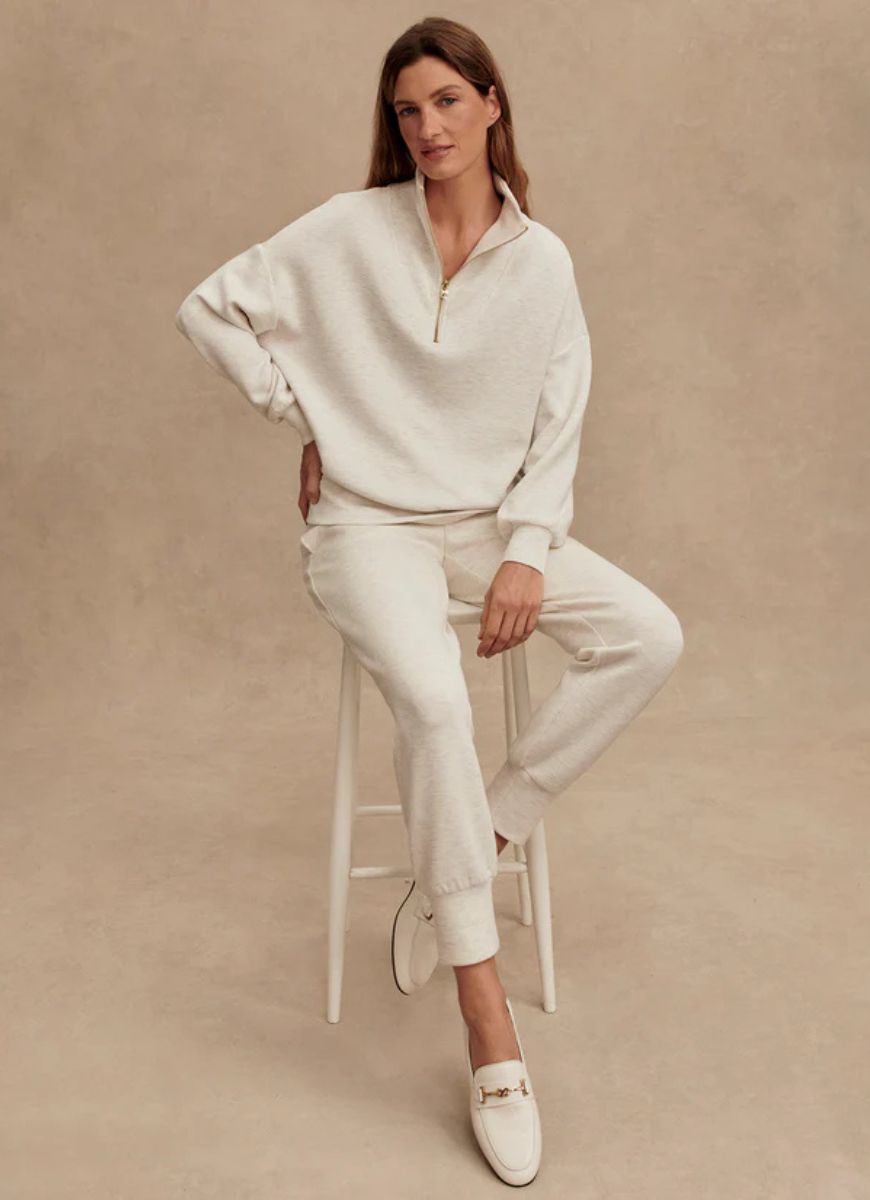 Varley The Slim Cuff Pant 25 in Ivory Marl