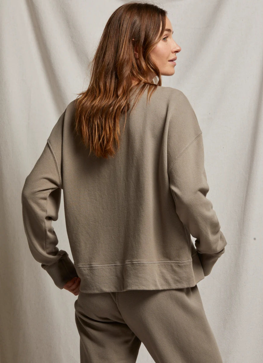 perfectwhitetee Tyler Pullover Sweatshirt in Mushroom Back View