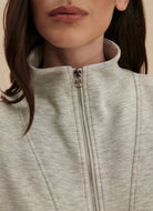 Varley Arlene Zip Through Sweatshirt in Light Grey Marl