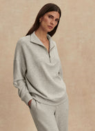Varley Hawley Half Zip Sweatshirt in Light Grey Marl