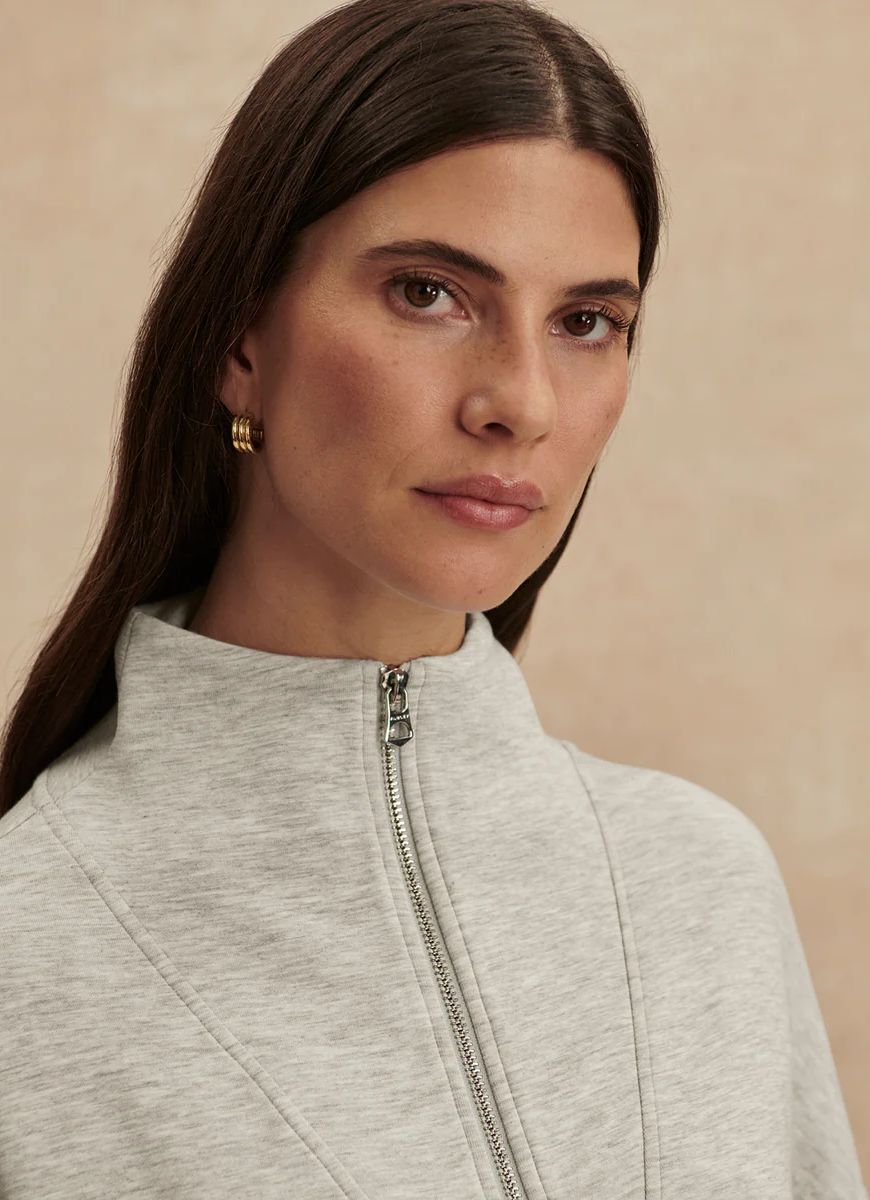 Varley Hawley Half Zip Sweatshirt in Light Grey Marl