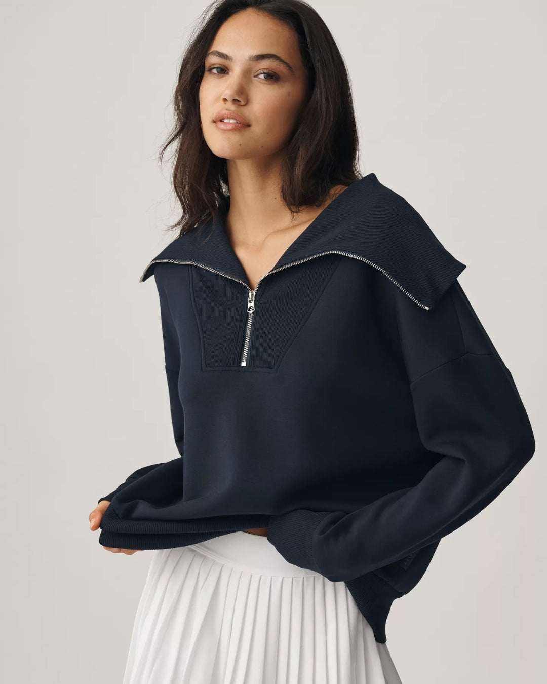 Varley Catherine Half Zip Sweat in Navy