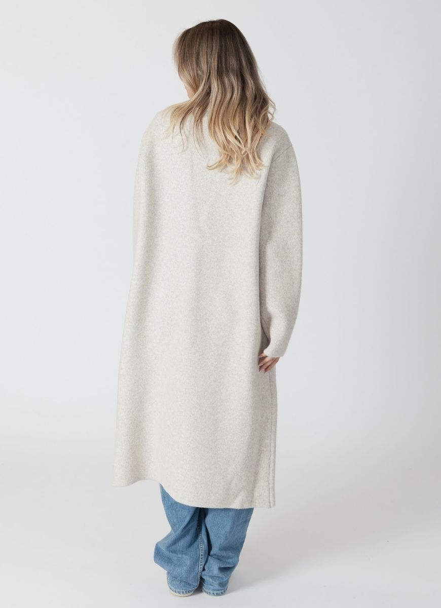 Lyla + Luxe Victoria Oversize Coat in Beige Back View