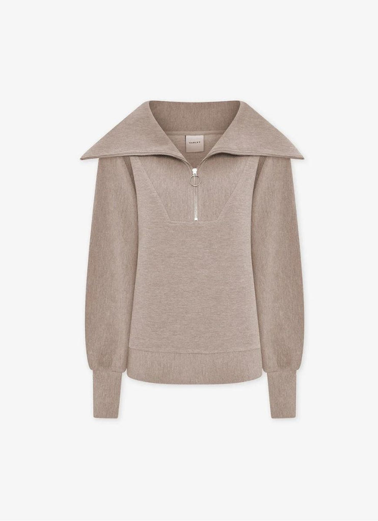 Varley Vine Half Zip Pullover in Taupe Marl Flat Lay View