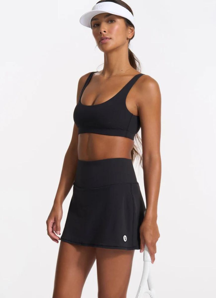 vuori Volley Tennis Skirt in Black Full Side View