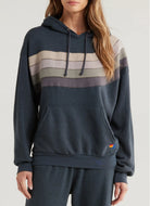 Aviator Nation Wave Stripe 4 Pullover Hoodie Relaxed in Charcoal