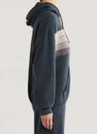 Aviator Nation Wave Stripe 4 Pullover Hoodie Relaxed in Charcoal Side View