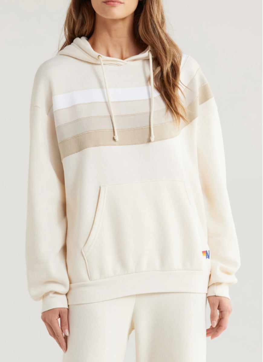Aviator Nation Wave Stripe 4 Pullover Hoodie Relaxed Vintage White releve