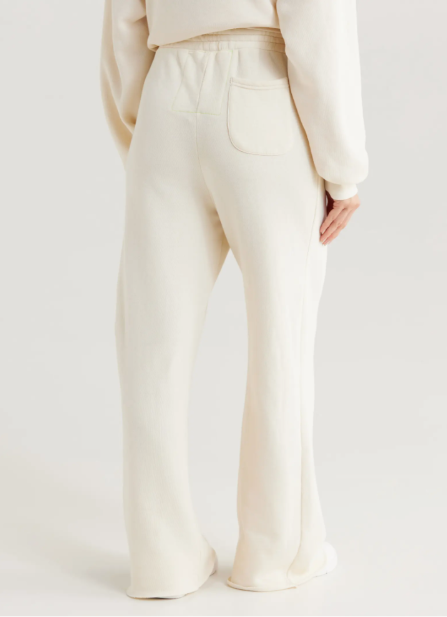 Aviator Nation Wide Leg Women’s Pocket Sweatpants in Vintage White Back View