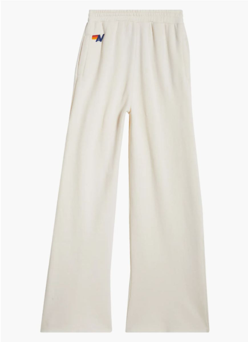 Aviator Nation Wide Leg Women’s Pocket Sweatpants in Vintage White Product Shot View