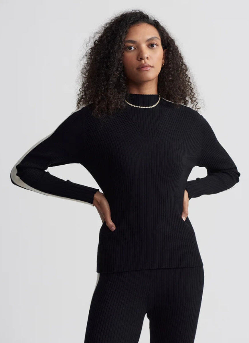 Varley Wilshire Mockneck Knit in Black Front View