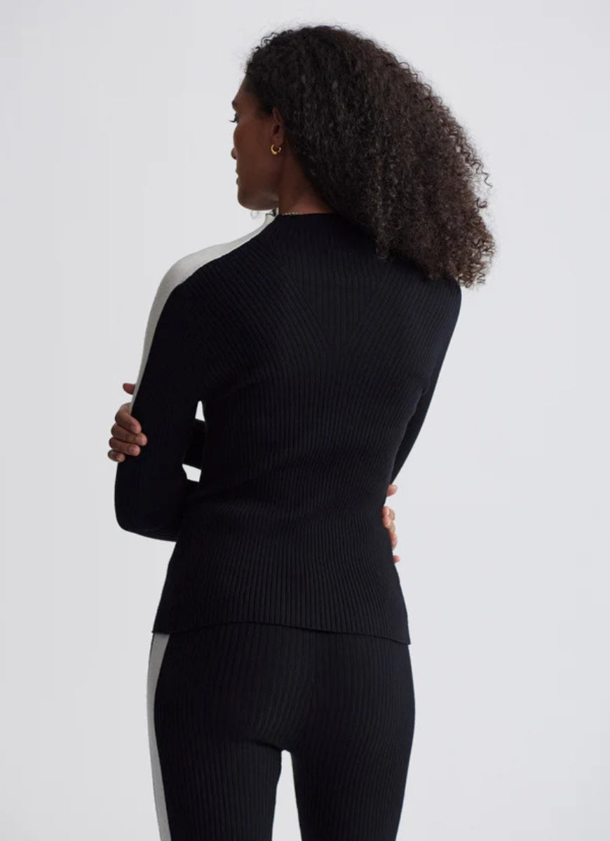 Varley Wilshire Mockneck Knit in Black Back View