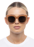 Le Specs Air Heart Polarized Sunglasses in Caramel Front View