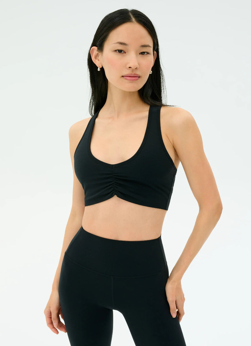 Splits59 Airweight Sports Bra With Ruching in Black
