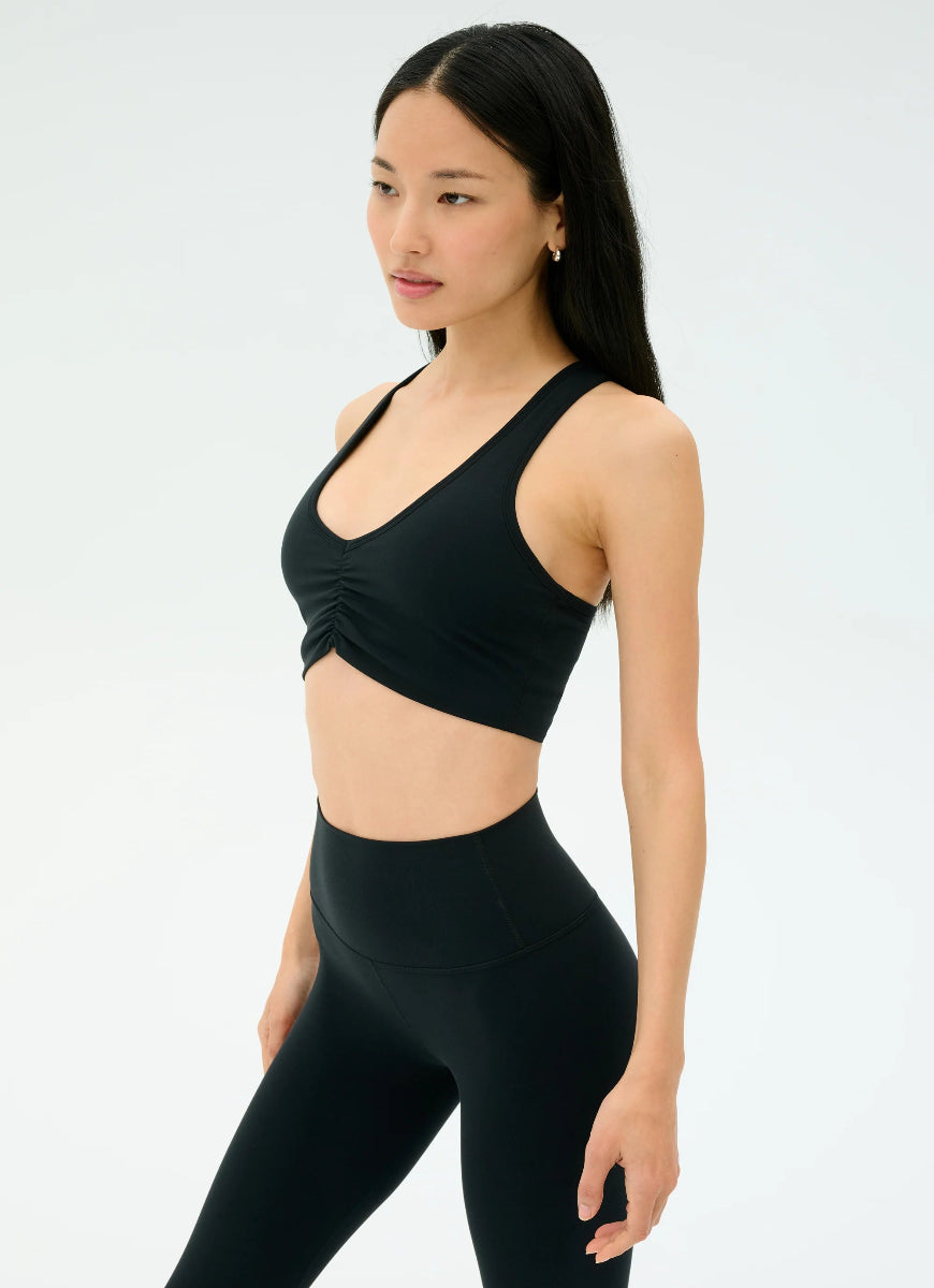 Splits59 Airweight Sports Bra With Ruching in Black Side View