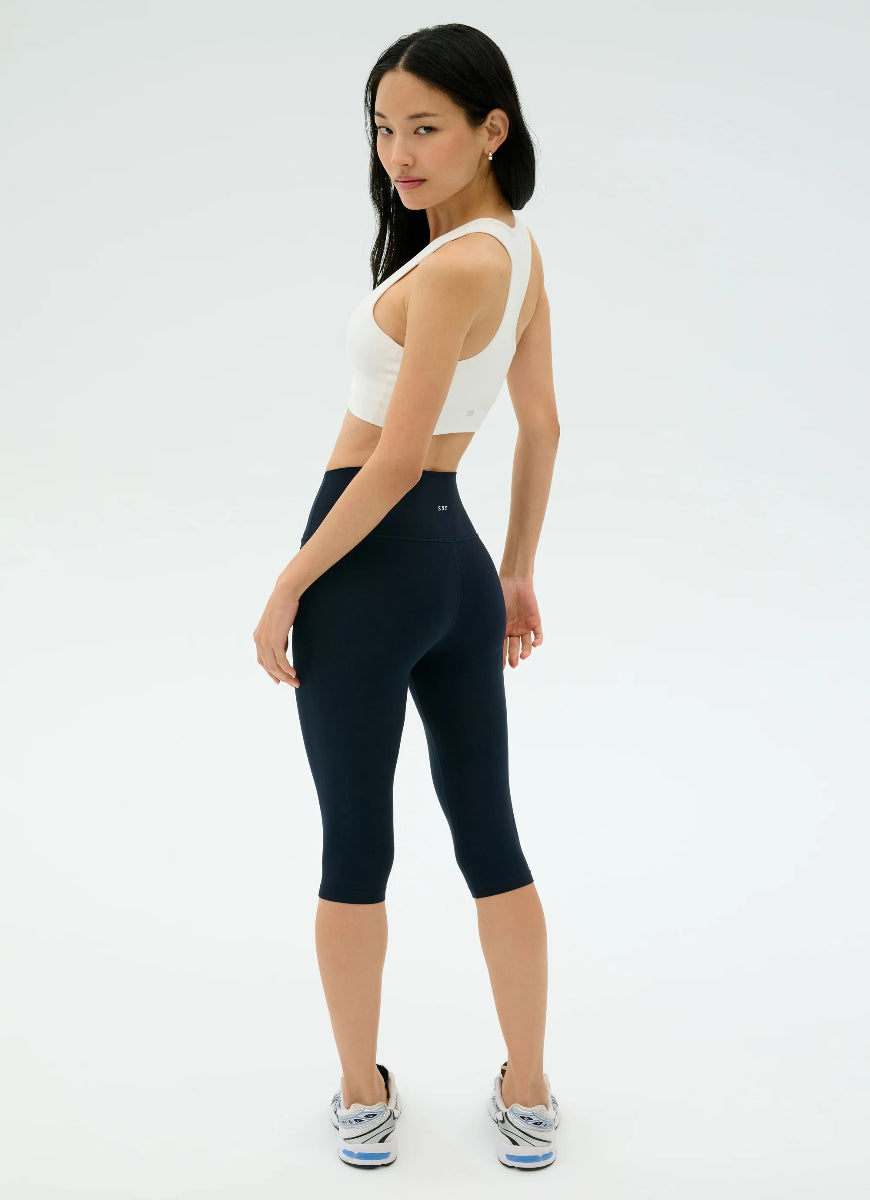 Splits59 Airweight Sports Bra With Ruching in White Full Length Back View
