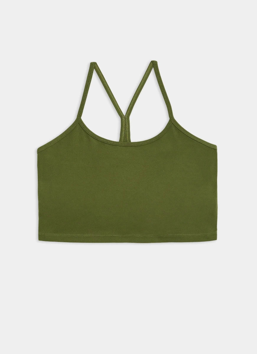 Splits59 Airweight Crop Tank Top in Olive Product Shot View