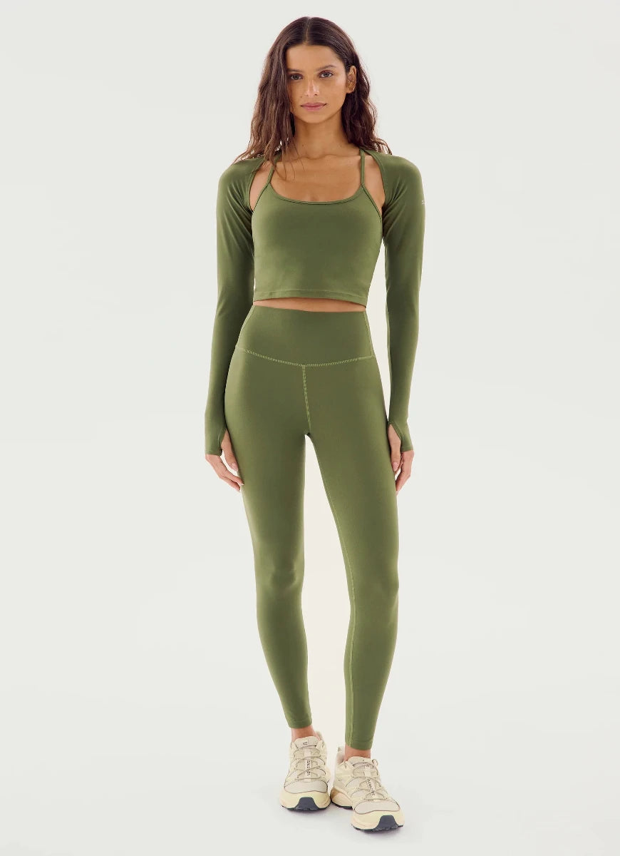 Splits59 Airweight High Waist Legging 28in in Olive Full Length Front View