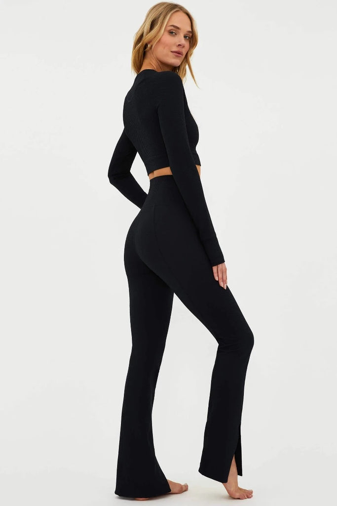 BEACH RIOT Alani Pant in Black Waffle Side View