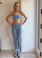 Vuori AllTheFeels Sports Bra in Seaglass Full Length Front View
