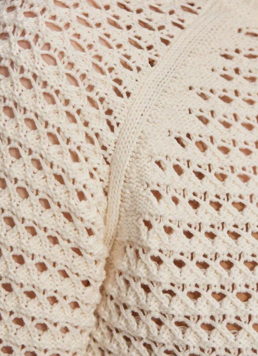 Varley Alva Knit Top in Egret Close Up View of Knit
