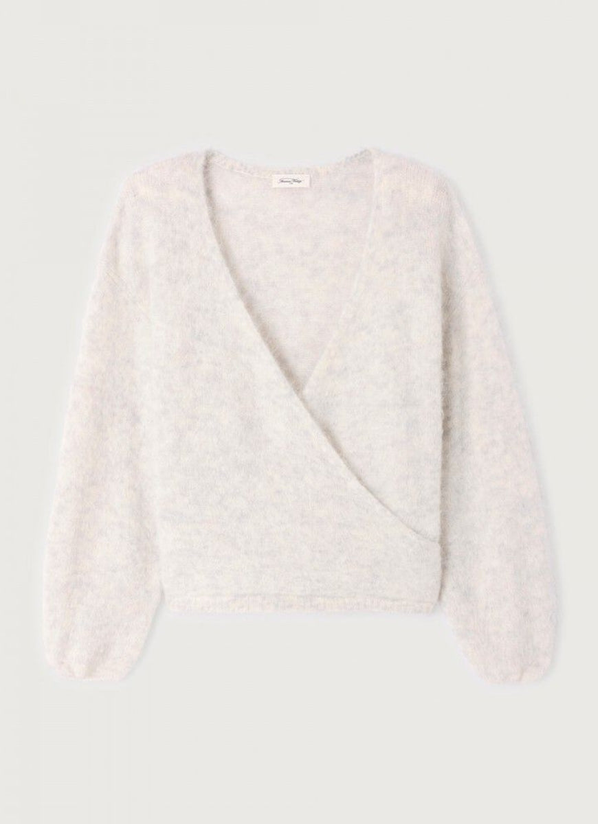 American Vintage Nuny Crossover Sweater in Polaire Chine Product Shot View