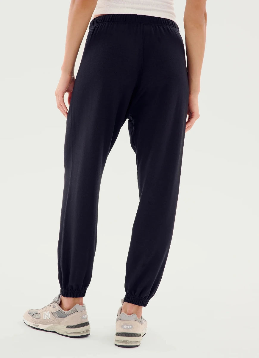 Splits59 Andie Oversized Fleece Sweatpant in Black Back View