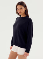 Splits59 Andie Oversized Fleece Sweatshirt in Black Side View