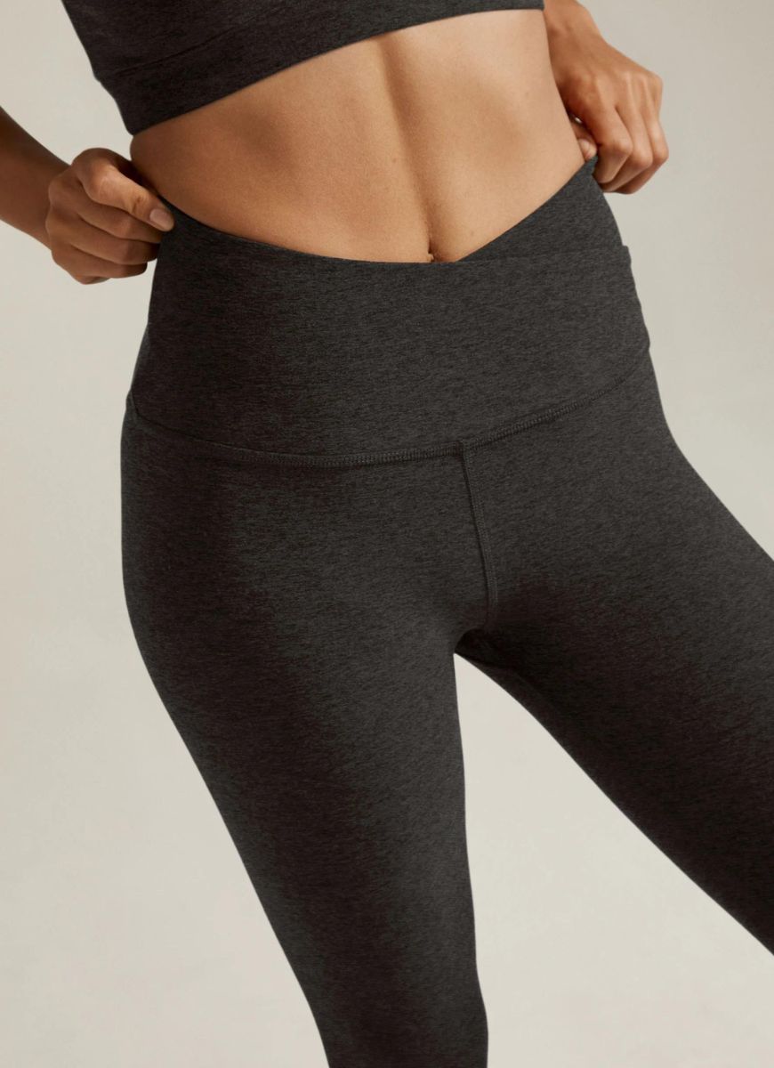 Beyond Yoga Spacedye At Your Leisure High Waisted Legging in Darkest Night Close Up Front View