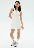 Splits59 Austin Rigor Dress in White/Indigo Full Length Front View