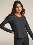 Beyond Yoga Featherweight Daydreamer Pullover in Black Charcoal Front View