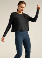 Beyond Yoga Featherweight Daydreamer Pullover in Darkest Night Front View