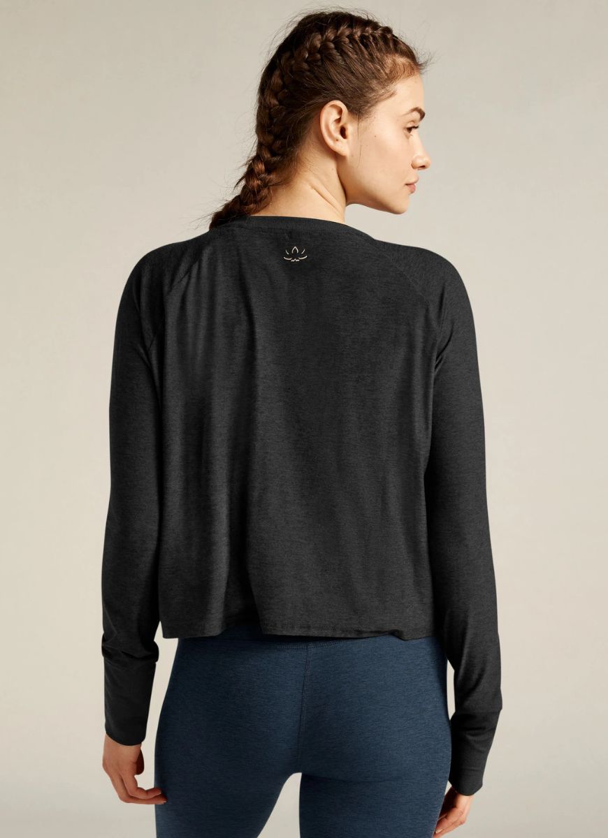 Beyond Yoga Featherweight Daydreamer Pullover in Darkest Night Back View