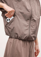 Beyond Yoga Limitless Hooded Jacket in Rosey Taupe Close Up View of Side Pocket