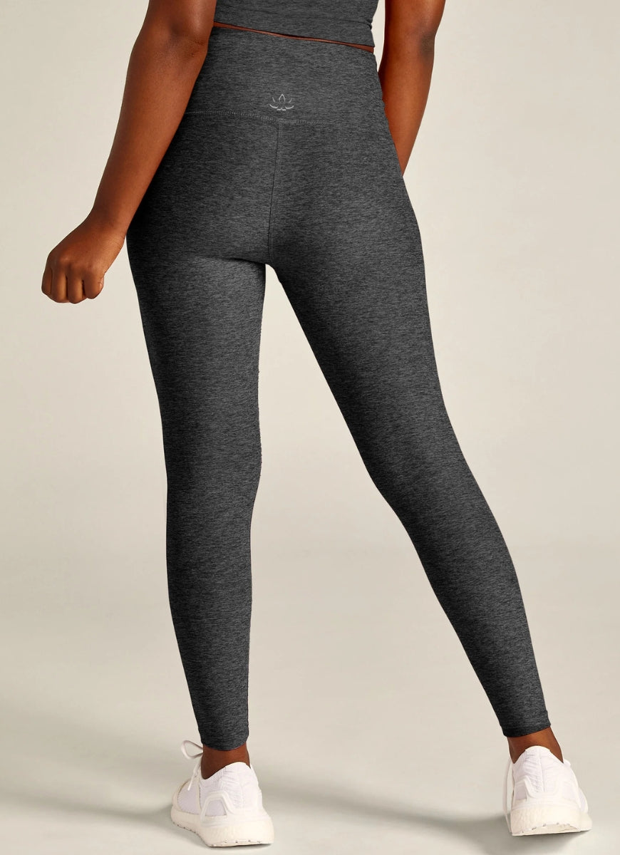 Beyond Yoga Spacedye At Your Leisure High Waisted Legging in Black Charcoal Back View