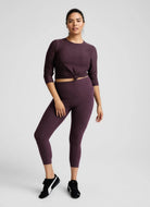 Beyond Yoga Spacedye Caught In The Midi High Waisted Legging Brilliant Blackberry Heather Alternate Front View