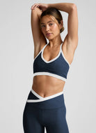 Beyond Yoga Spacedye Outlines Strappy Sports Bra in Navy